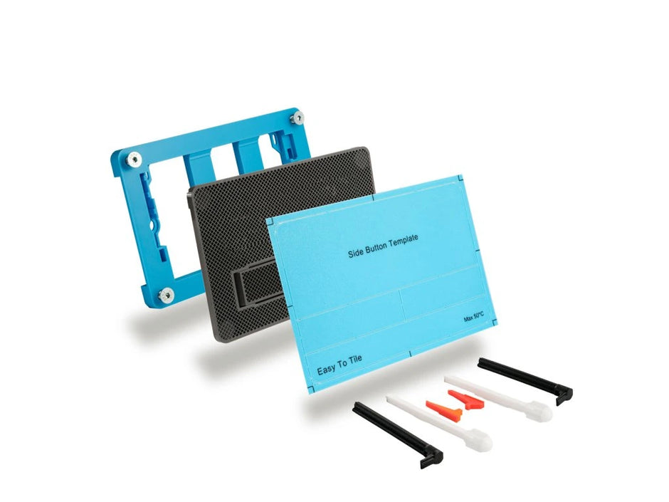 Complete Concealed WC Flush Plate Set EasyToTile – Geberit Sigma SIDE with Blue BASE (3-in-1 Cutout)