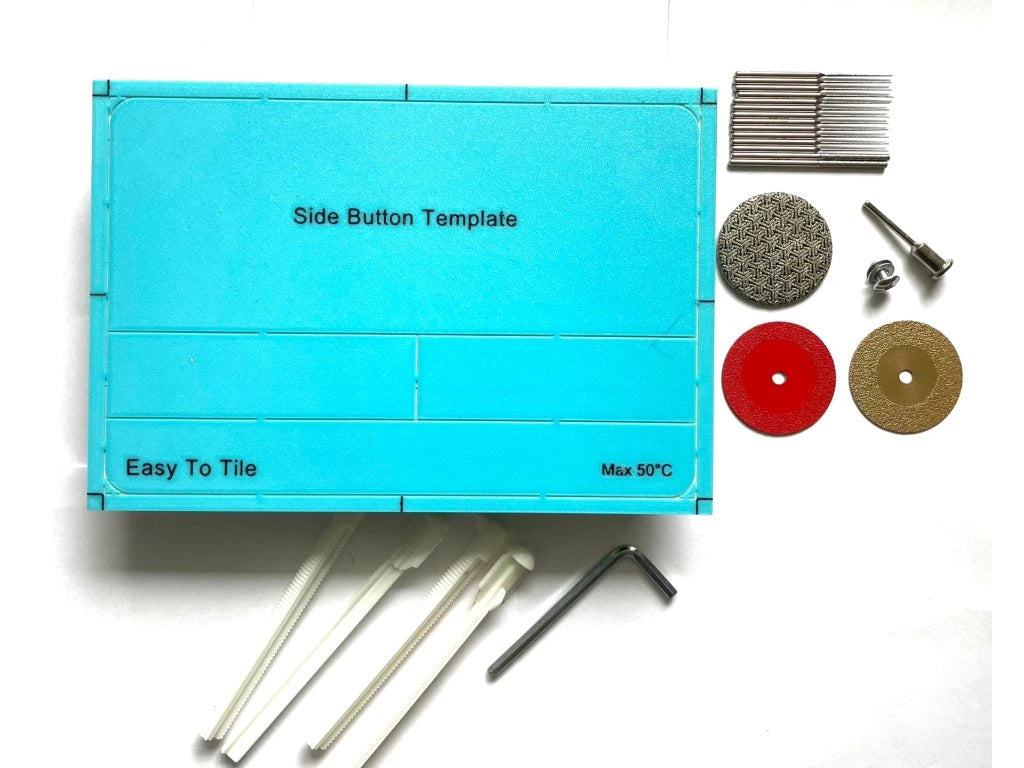 Complete Concealed WC Flush Plate Set EasyToTile – Geberit Sigma SIDE with Blue BASE (3-in-1 Cutout)