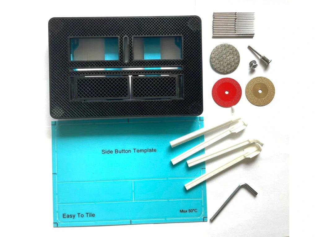 Complete Concealed WC Flush Plate Set EasyToTile – Geberit Sigma SIDE with Blue BASE (3-in-1 Cutout)