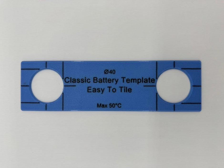 WC Nuleidimo Mygtuko Šablonas EasyToTile – Classic Battery (6 × 21,5 cm)