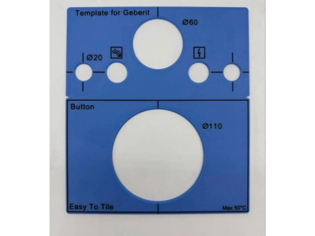 WC Nuleidimo Mygtuko Montavimo Šablonas EasyToTile – Geberit / Classic Geberit (22 × 25 cm)