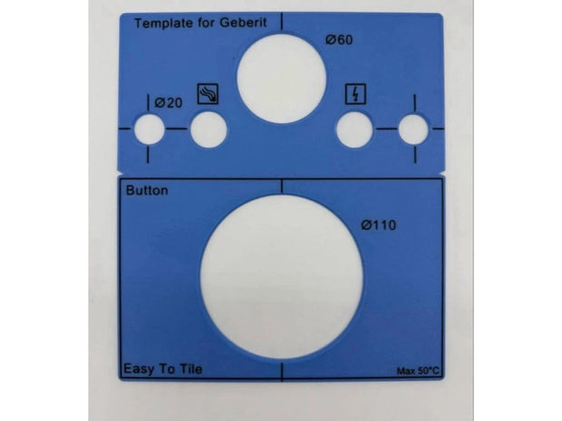 WC Nuleidimo Mygtuko Montavimo Šablonas EasyToTile – Geberit / Classic Geberit (22 × 25 cm)